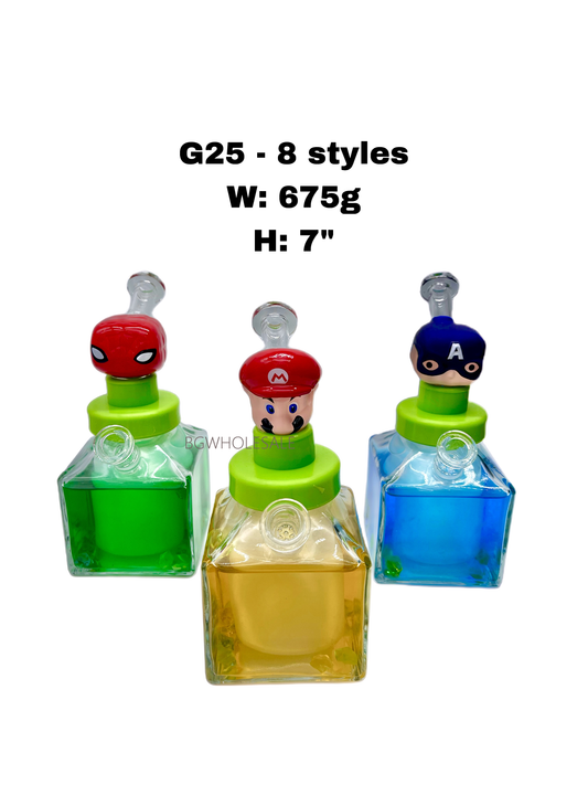 7" Detachable Character Head Square Chamber Glass Water Pipe