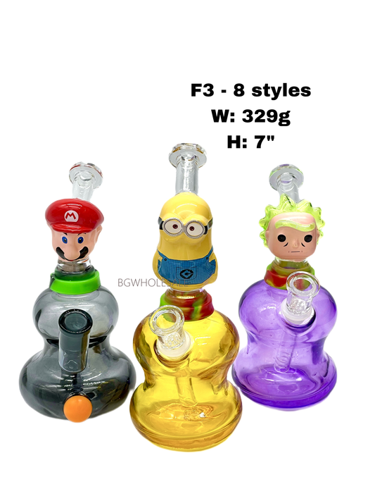 7" Character Head Glass Bong Water Pipe