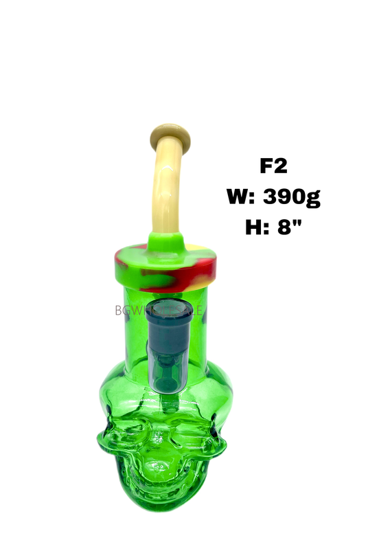 8" colored Skull Chamber Glass Bong Water Pipe