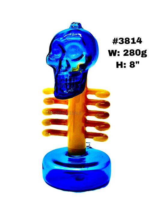 8" Skull Skeleton Glass Bong Water Pipe