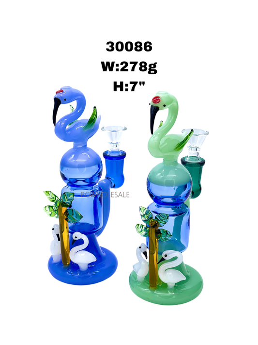 Swan Glass Bong Water  Pipe 7"