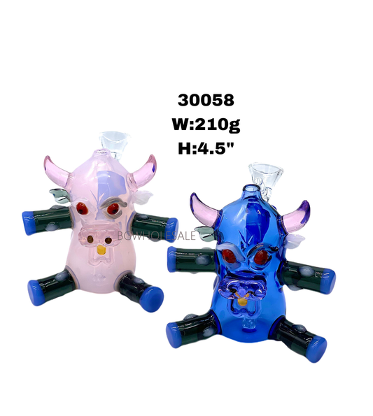 Small Glass Water Pipe Baby Bull Design 4.5"