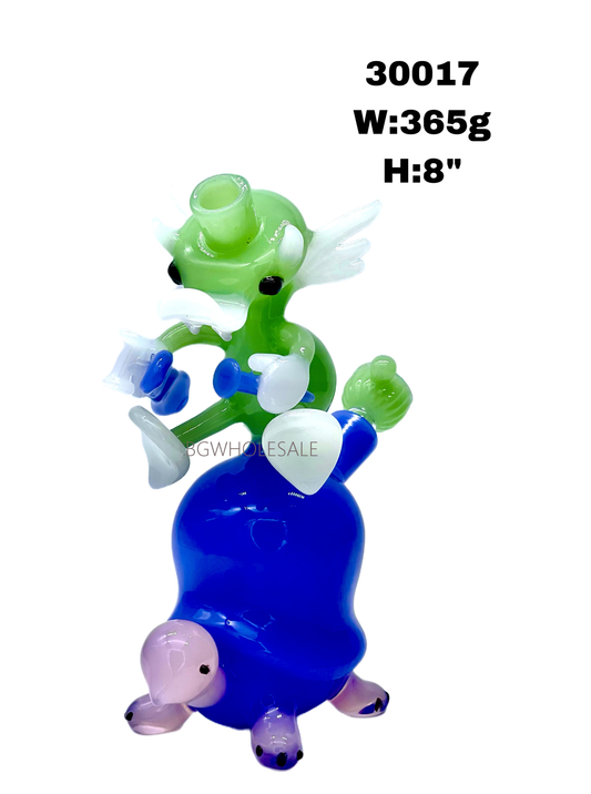 8" Glass Bong Water Pipe Turtle and Duck Design
