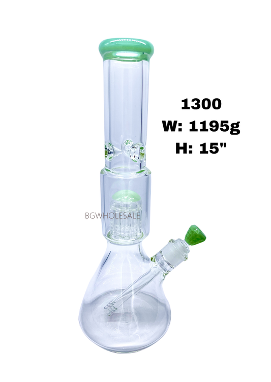 Tree Percs Glass Water Beaker Bong 15"