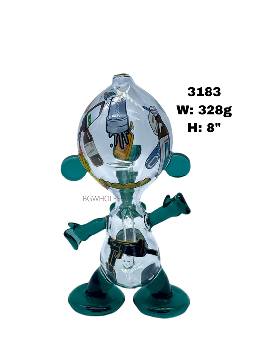 Glass Bong Water Pipe with Stickers
