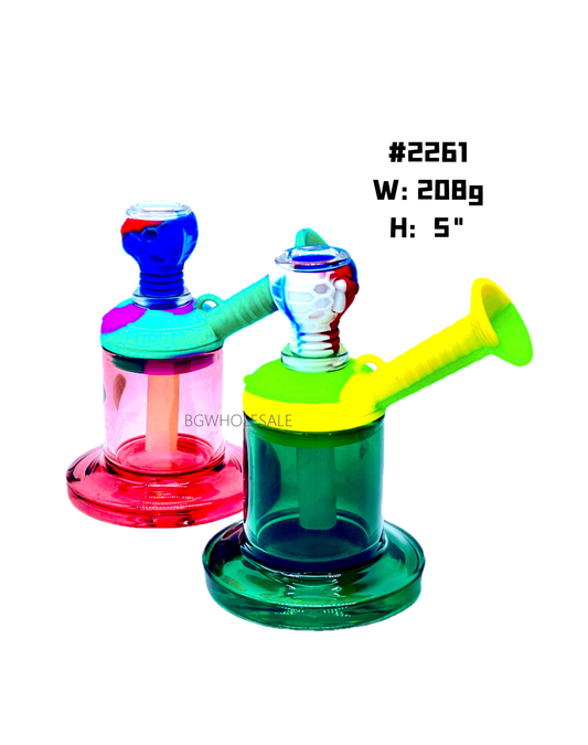 5" Detachable Glass Water Pipe w/Silicone Bowl