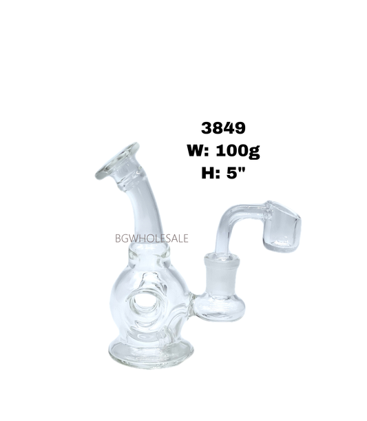 5" Small Clear Glass Dab Rig Donut Chamber