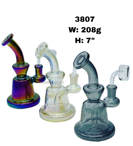 6.5" Electroplated Glass Dab Rig with Quartz Banger(Color Random)