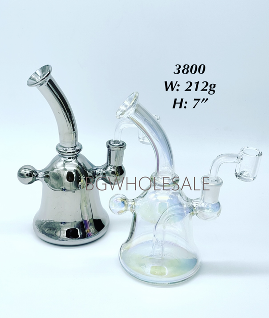 7" Electroplated Glass Dab Rig Iridescent Color