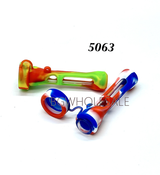 Glass Chillum w/ Silicone Sleeve(Random Color)