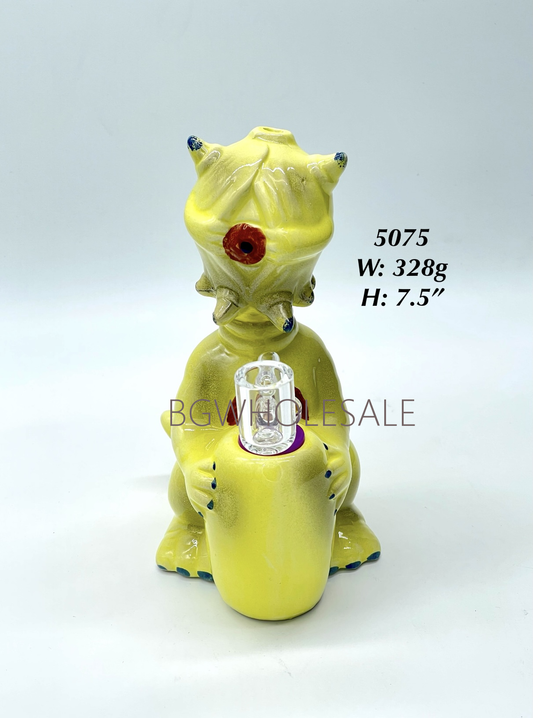 Ceramic Dinosaur Cyclops Dab Rig Water Pipe 7.5"