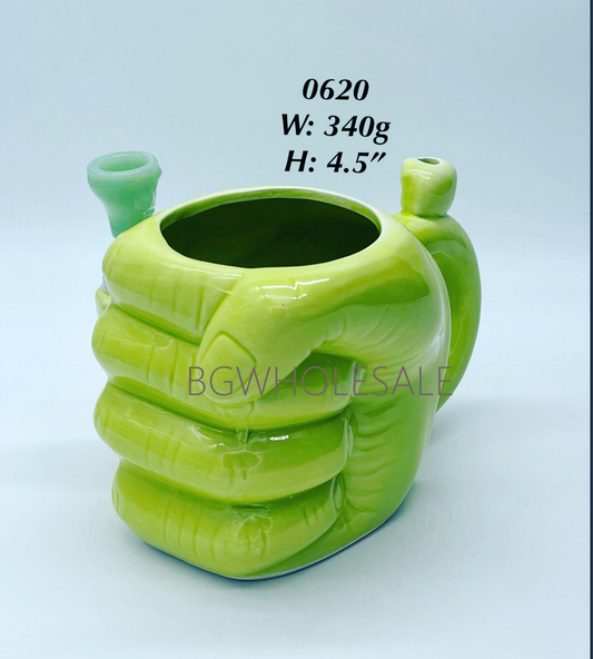 Green Fist Mug Ceramic Pipe