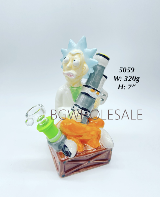 Small Size Rick and Morty Ceramic Bong with Gun