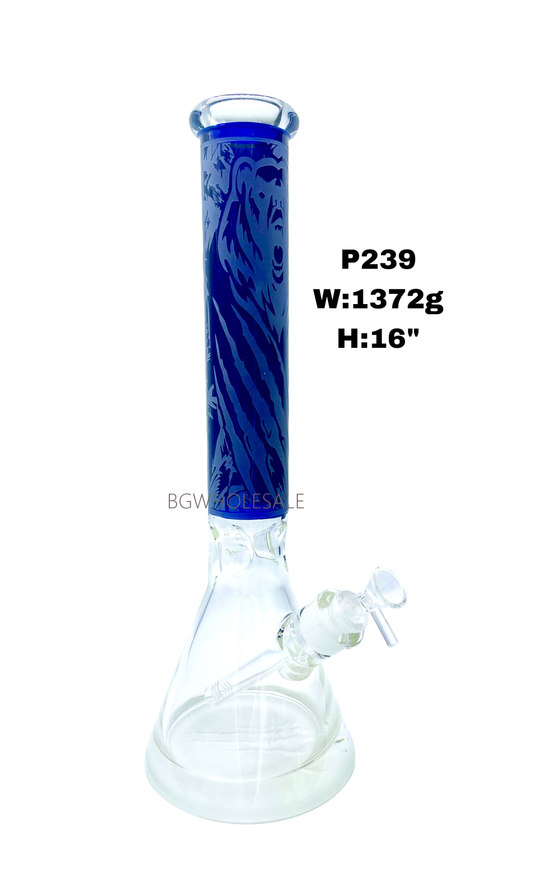 16" Luxury Curved Big Glass Beaker Water Pipe