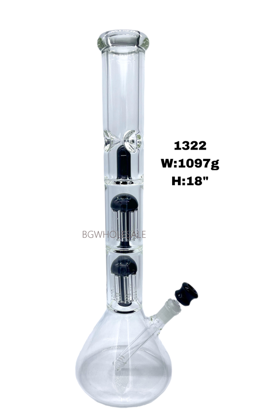 Double Arm Tree Perc Beaker Bong with Dome Perc 18"