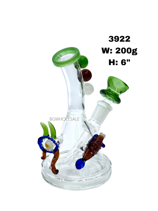 6" Glass Beaker Water Pipe Evil Eye