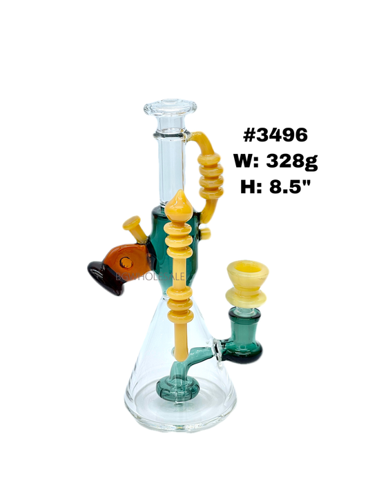 8.5" Recycler Dab Rig Glass Beaker Water Pipe Showerhead Perc