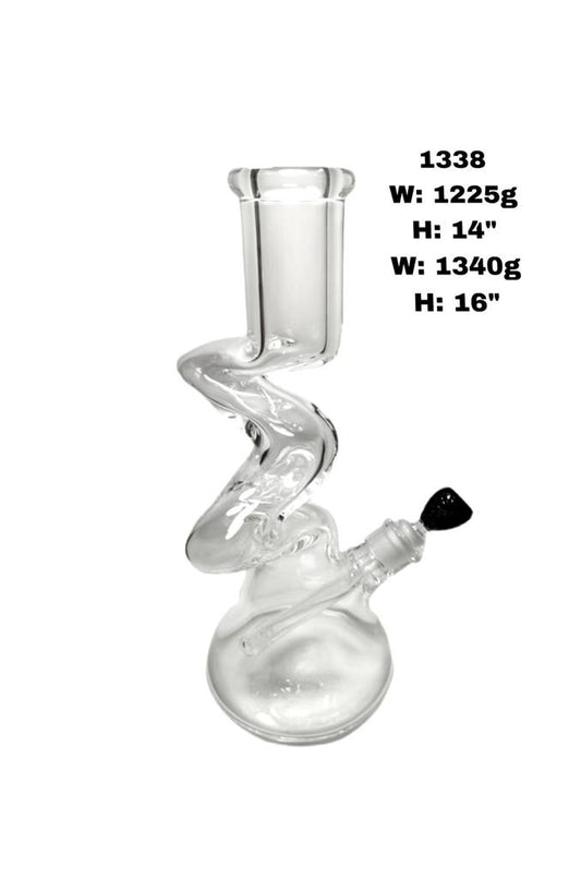 Clear Glass Zig Zag  Beaker Bong Water Pipe