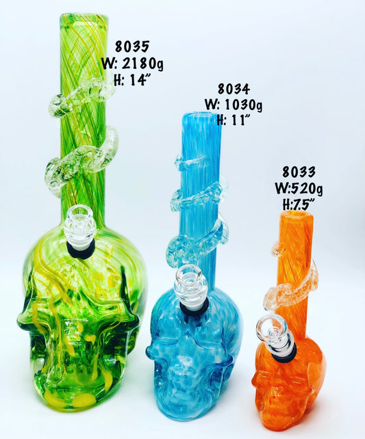 Soft Glass Skull Bong Water Pipe Glow in the Dark Wrap